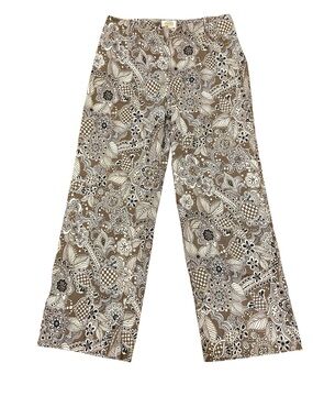Talbots Patterned Wide Leg Pants Size 14 Floral Paisley Medallion Trousers Retro